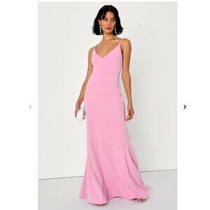NEW! Lulus Infinite Glory Pink Maxi Dress Prom Wedding Holiday Party CARRIE LOOK